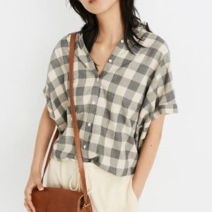Madewell Central top in gray buffalo check  - M